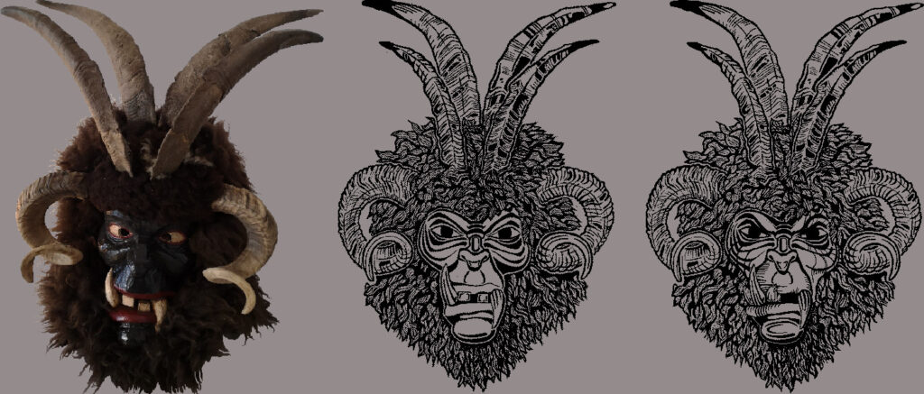 Maske und Motive Krampus